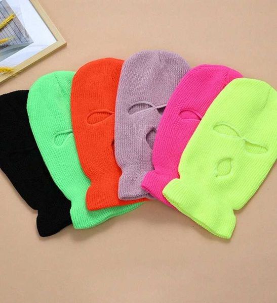 

winter 3-hole mask cover full face ski cap balaclava hood beanie warm tactical hat party hats 14 colors ljjk2449 w66e#