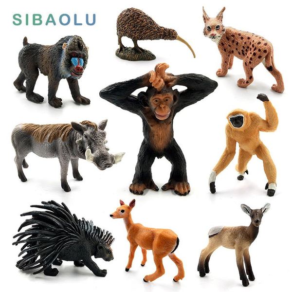 

deer warthog lynx donkey gibbon porcupine kiwi bird mandrill animal model figurine home decor miniature fairy garden decoration
