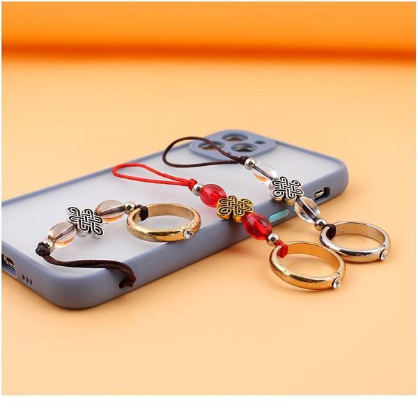 

mobile phone lanyard ring buckle short pendant rhinestone hand-woven pendant crystal creative mobile phone anti-l jllpsw