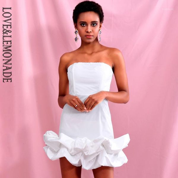 

love & lemonade white tube bodycon fluffy ruffled party mini dress lm823921, Black;gray