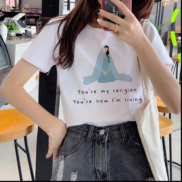

causal summer women t shirt cartoon graphic print t shirts women short sleeve o neck cotton tees slim t shirt for, White