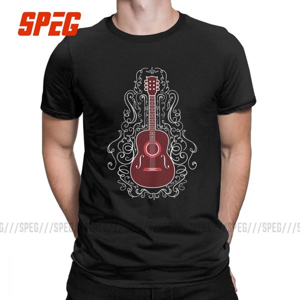 

guitar acoustic guitar scroll design funny t shirt men's short sleeve clothes plus size tees crewneck t shirt sport hooded sweatshirt h