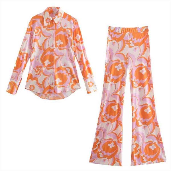 

women two piece set floral printed shirt amp trousers chic lady fashion casual summer slim fit woman outfits pants sets, White