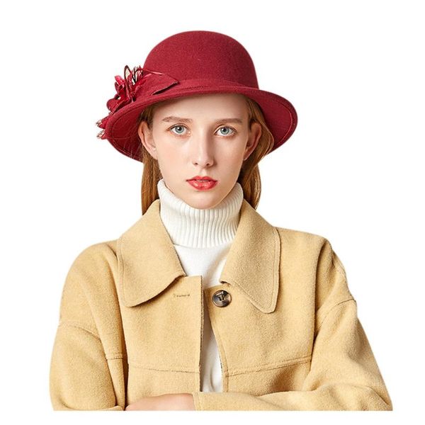 

wide brim hats vintage flower sun hat winter for women beach panama dome bucket femme elegant female shade, Blue;gray