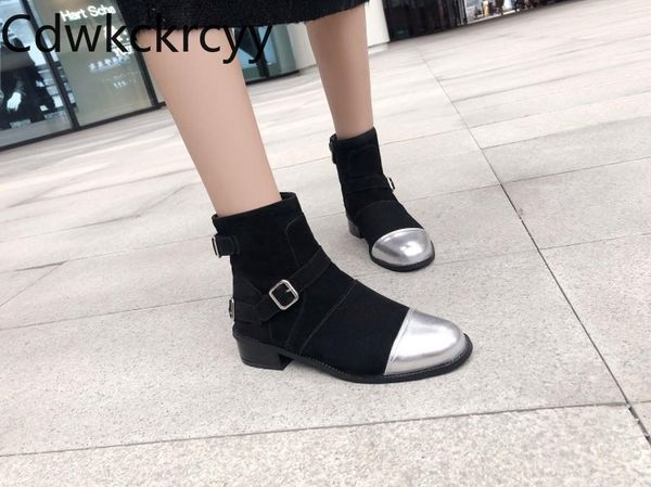 

winter the new fashion round head thick heel boots leisure handsome plus velvet keep warm high heel women boots 34-43, Black