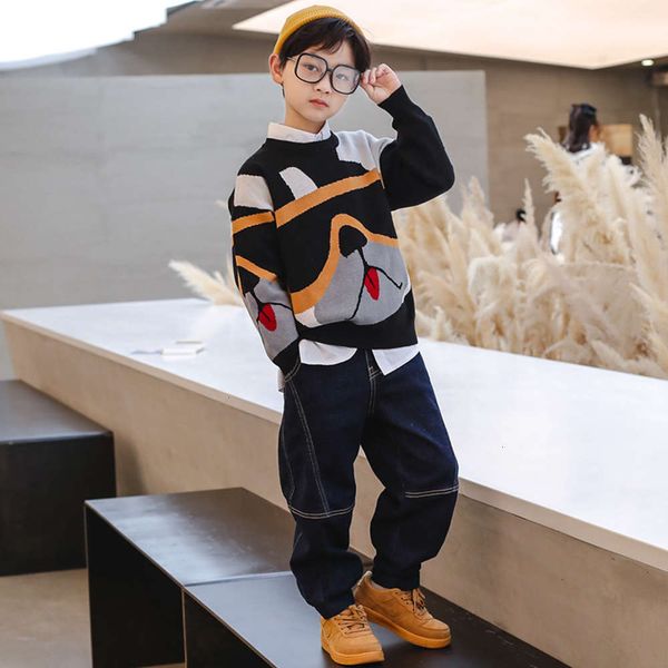 

children's boy's winter 2020 new wear personali sweater crew neck pullover, Blue