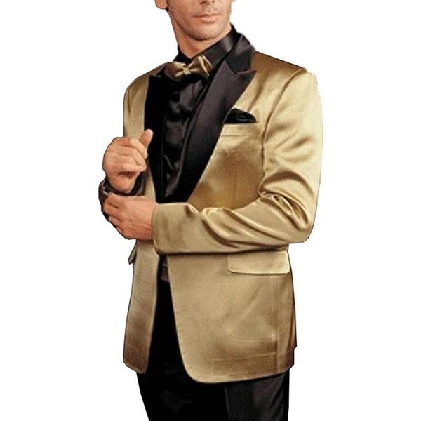 

men's slim fit suits gold tuxedos formal groom wedding 2 pieces jacket and pants business blazer habit de mariage pour homme, White;black