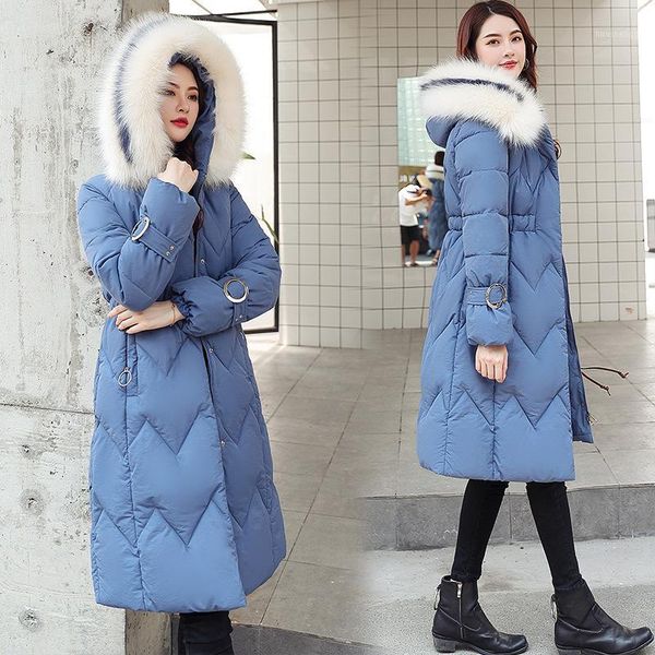 

20 degree winter parkas women's jacket big fur hooded x-long parkas coat korean style slim padded coat female jacket womenswear1, Black