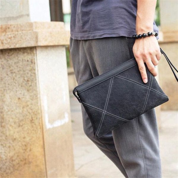 

factory brand male bag original ecological double-sided cowhide men hand grip wear resistant grid leather casual hand wallet fashion leather