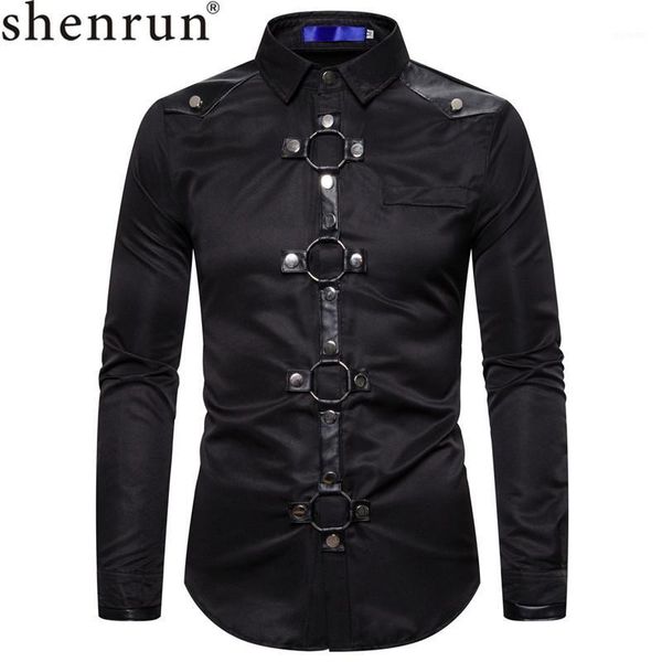 

shenrun men's shirts long sleeve winter fashion shirt gothic style singer host musician ball stage dress costume black red wine1, White;black