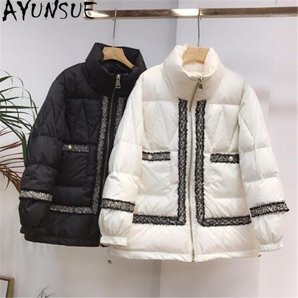 

ayunsue women's down jacket autumn winter white duck down coat ultra light puffer jacket women korean clothes mujer chaqueta1, Black