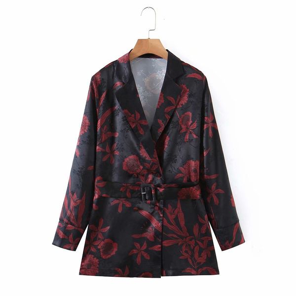 

2021 new 3476 autumn european and american red printing belt, suit, coat, women's factory direct wholesale suit 2nl1, Black;brown