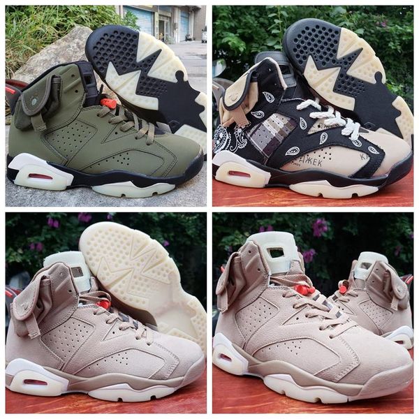 

новое поступление трэвис скоттс 6 баскетбольные туфли 6s paisley british khaki cactus jack mens trainer des chaussures спортивные кроссовки, White;red