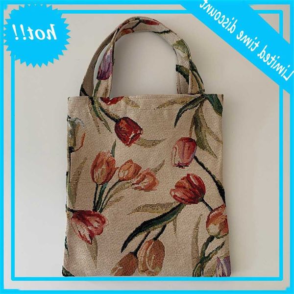 

vintage rose women canvas shoulder large capacity simple shopping bag handbags purses casual handbag for ladies czir