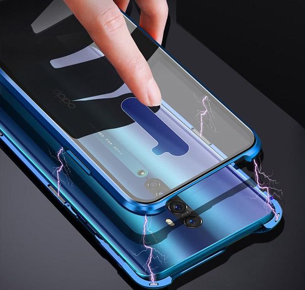 

360 double-sides tempered glass phone case for oppo a5 a9 2020 reno z 2 2z 3 pro case shockproof matel bumper qylggi qpseller
