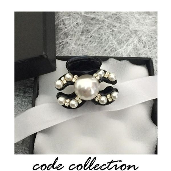 

vintage pearl crystal acrylic hair clip hairpin for women girl geometric rhinestonhair crab clip accessories, Golden;silver