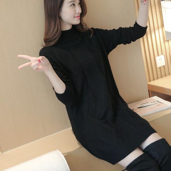 

women's high neck sweater warm knitted long sleeve sweater, ns43391, White;black