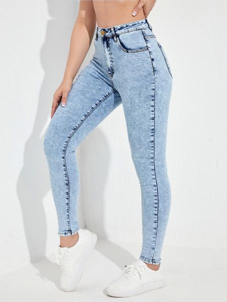 

high waisted zip fly skinny jeans e0lt#, Blue