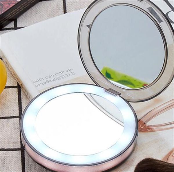 Espelhos Cosméticos Makeup Lens Compact Hand USB Carregamento LED Espelho Dobrável Toque Toque Sensível Interruptor Pequeno Inteligência de Luz Portátil Novo 32xy M2