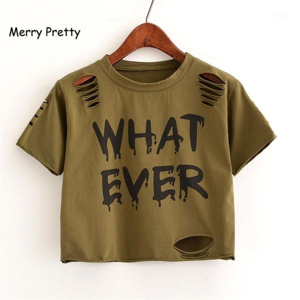 

merry pretty new t shirt women crop harajuk crew neck short sleeve what ever printed t-shirts summer for girls1, White