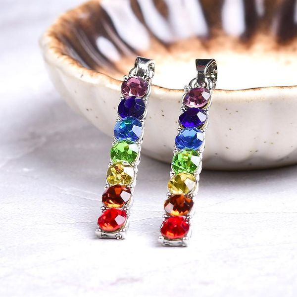 

fashion simple zircon pendant colourful ornaments necklace for men women jewelry seven chakras zircon ladies pendant qylgyy, Black