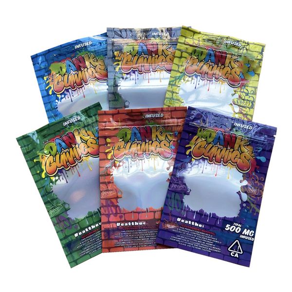 

dank gummies packing bags 500mg zip lock pack resealable edibles retail packaging candy gummy bag dry flower smellproof mylar