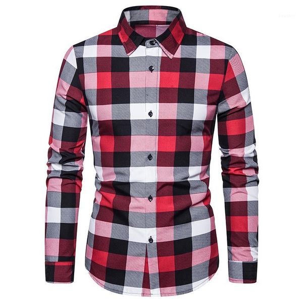

plaid shirt men simple long sleeve slim blouse male fashion party dress slim shirts summer new arrival red blue1, White;black
