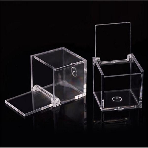 

200pcs food grade clear plastic square candy box flip transparent gift packing case wedding favor souvenirs rra2070