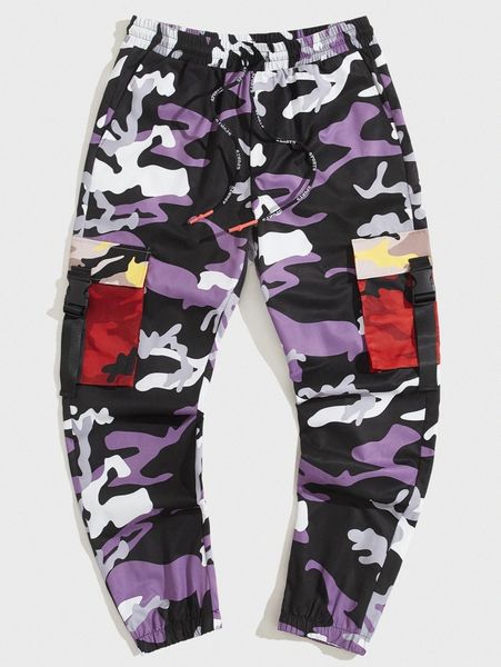 

men buckle belted camo pants o8zp#, Black