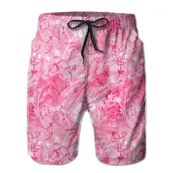 

men beach shorts quick-drying swimming trunks pink botanical swimwear swimsuit beachwear bathing shorts1 men's, White;black