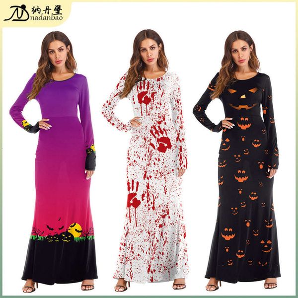 

ftival halloween up dance wtern ghost pumpkin lantern long sve t2 drs, Black;gray