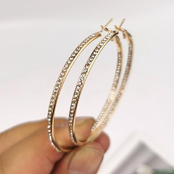 

manilai 55mm double-faced rhinestones hoop earrings for women statement crystal earrings brincos 2020 wedding jewelry, Golden;silver