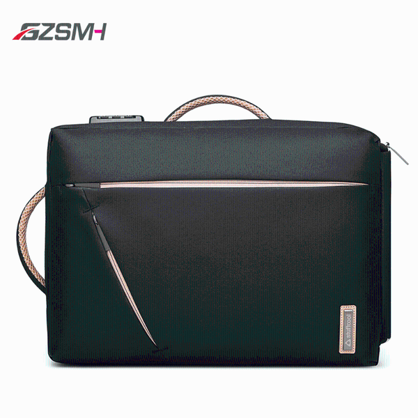 

men bag luxury briefcase backpack black waterproof 17-inch lapgray bag men's backpack with theft protection password mochila