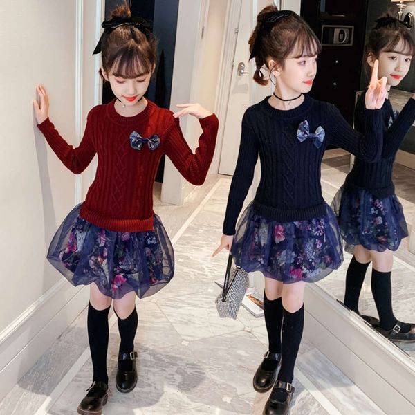 

drs baby girl sweater autumn winter foreign sle 2020 new princs skirt 4 years old 3 girls 5 extra thick 6 children, Blue