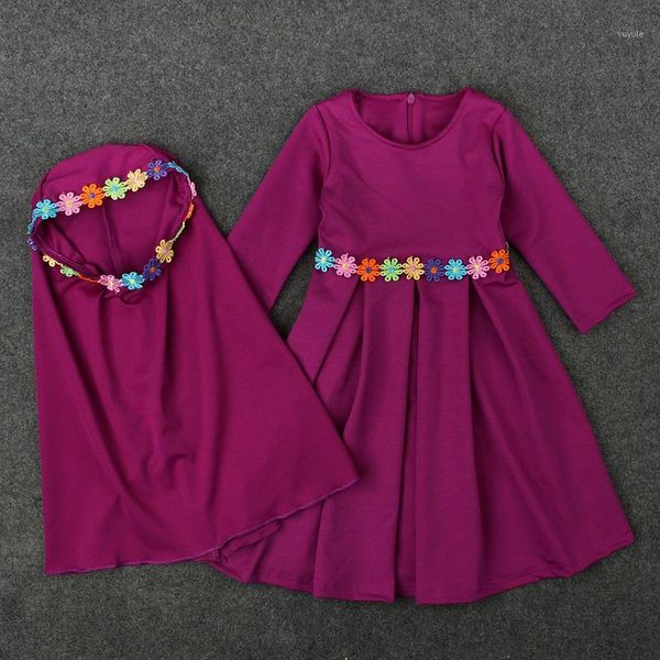 

ramadan vestidos children kaftan turkey abaya kids dubai arabic muslim girl dress moslima elbise hijab turkish islamic clothing1, Red