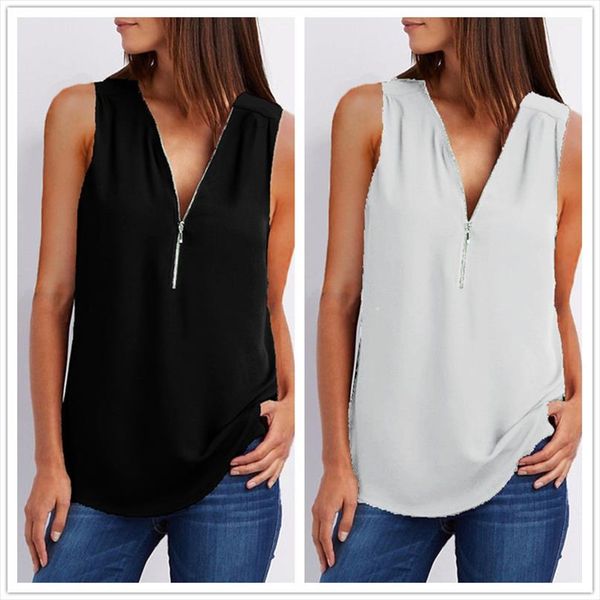 

новый 2020 женская мода sexy summer tops casual рукавов верхней части бака плюс размер женская блузка женская больших размеров t shirt top 4, White