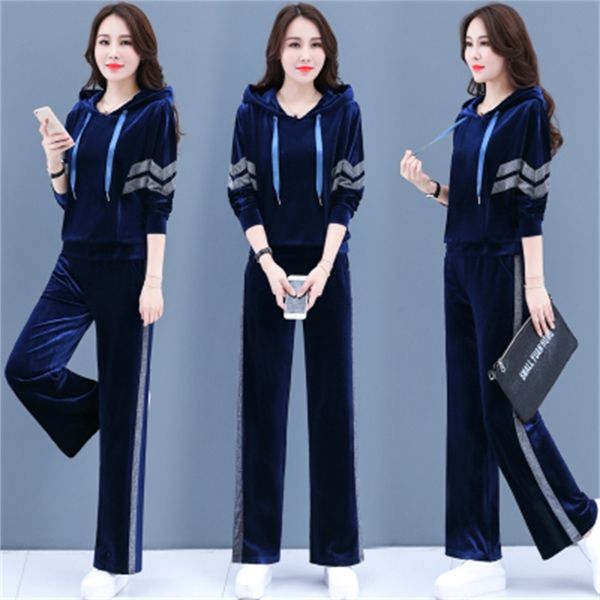 

gold velvet parts of women's wholesale two elegant pantalon pieces female leisure clothing brk7, White