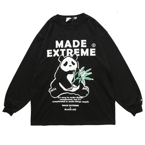 

fun cartoon chinese panda t shirt long sleeve men women funny male homme slim fit male casual punk style autumn, Black