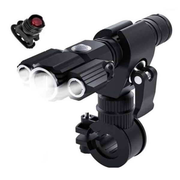 

bike lights waterproof bicycle light aluminum alloy 3 lamp head + warning light, 500 lumen 8 hour outdoor night riding lights1