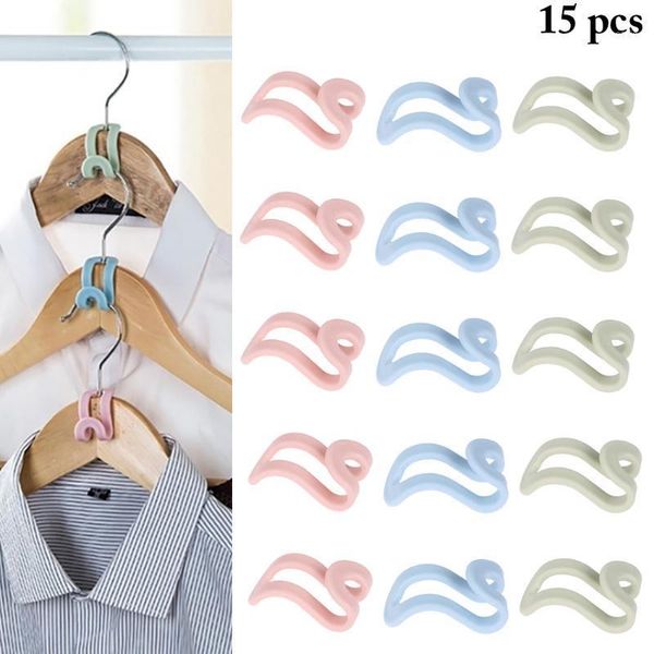 

hooks & rails 15pcs plastic stable hanger rack connector cascading clothing space-saving stacked clothes hooks1