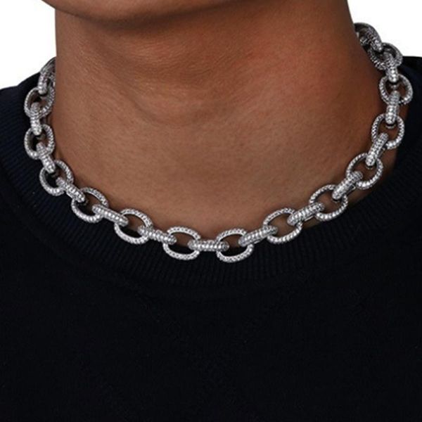 

chokers 10mm 16"18"20"miami crystal zircon cuban link necklace bracelet clasp iced out hip hop chain men bracelets, Golden;silver