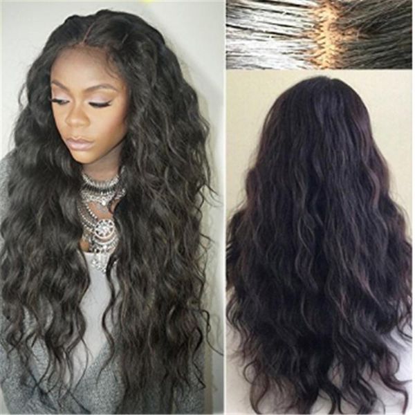 

8a brazilian wet and wavy full lace human hair wigs for black women glueless natural water wave lace front wigs with baby hair, Black;brown