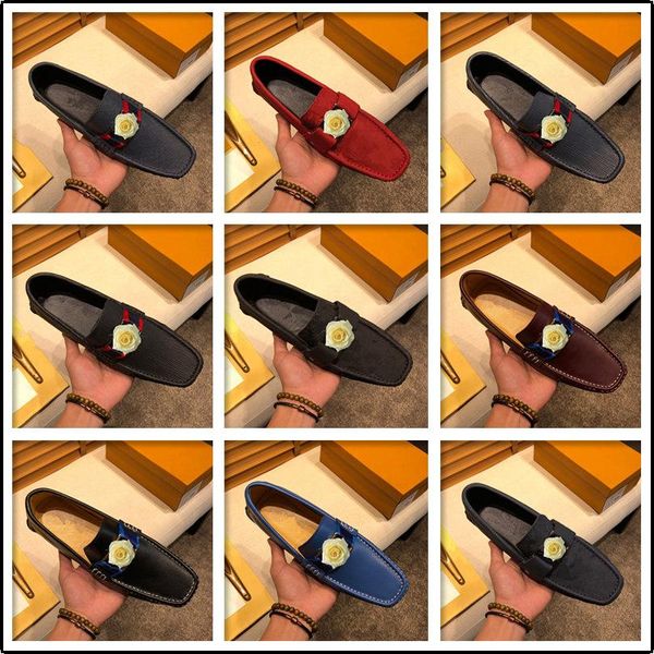 

new designer split leather men casual shoes fashion luxury driving moccasins slip on loafers men flat shoes men's shoes, Black