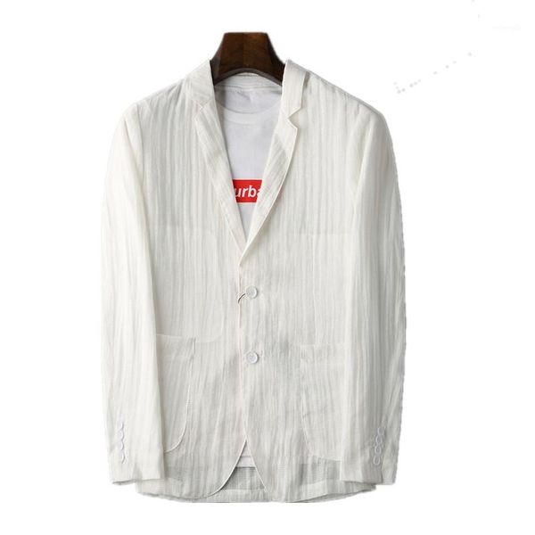 

m~3xl spring and summer men's breathable flax thin business leisure plus size suit coat1, White;black