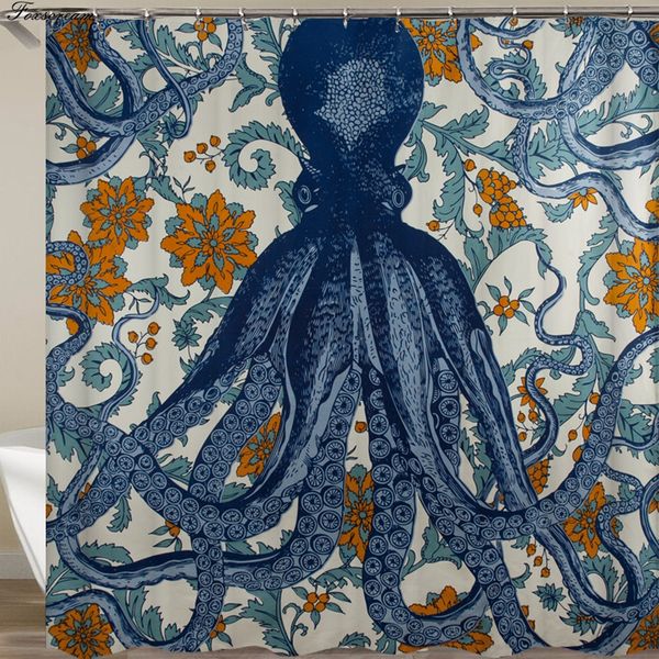 морская черепаха печати водонепроницаемый занавес ливня с крючки полиэстер ткань ванны занавеса 3d octopus главная ванной шторы или матового