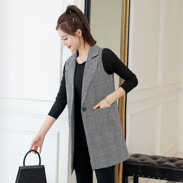 

big size xxxl long blazer women plaid double breasted pockets womens blazers office ladies harajuku korean fashion clothing, White;black