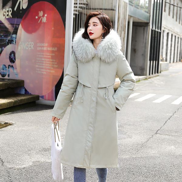 

2021 new new winter jacket women fur collar long womens winter coat thick warm down jackets parka outwear obk5, Black