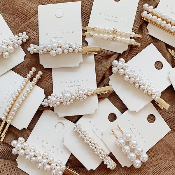 

1/2pcs pearl metal hairclips women hair clip girls hairpins barrette hairgrip hariband bobby pin hair accessories styl wmtmaa, Black;brown