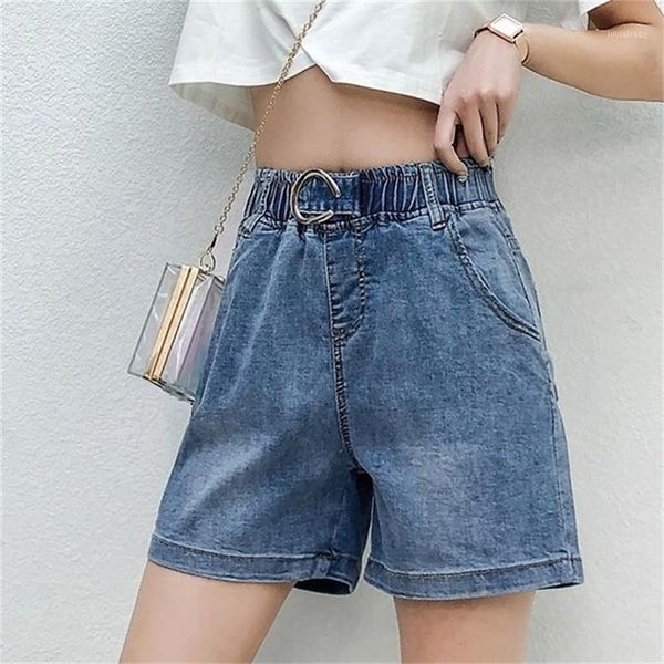 

women's jeans 2021 women's summer loose elastic thin denim shorts increase wide leg shorts1, Blue