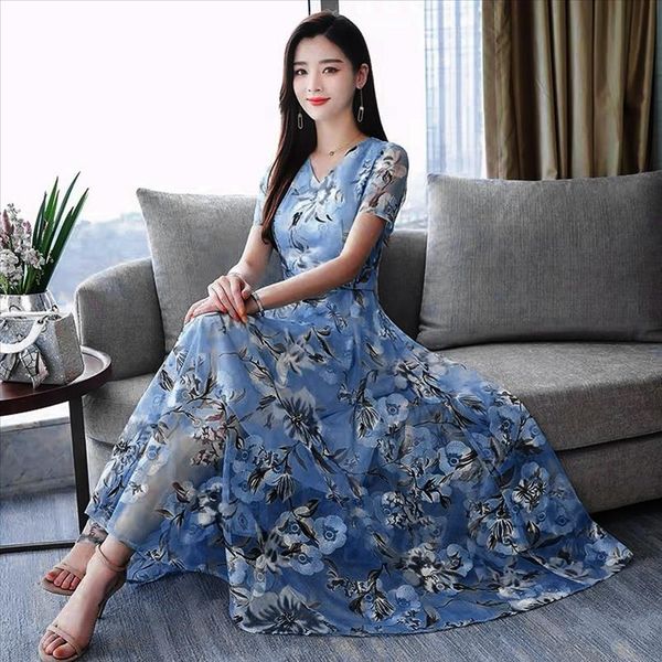 

plus size dresses for women 2020 midi fashion summer v neck short sleeve printing dress long party office work dress vestido, Black;gray